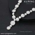 S-34 Xuping Китайские Пользовательские Тяжелые Свадебные Серебряный цвет Ожерелье Ювелирные Наборы Необычные Длинные Цепочки Белый Камень Ожерелье